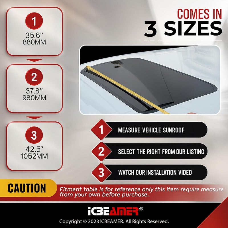ICBEAMER 37.8" Durable Sunroof Moonroof Wind Deflector- Universal Sunroof, Moonroof Visor Shade Guard/Rain Guard - Tape-On Adhesive Top Wind Guard Low Profile Roof Visor - Image 5